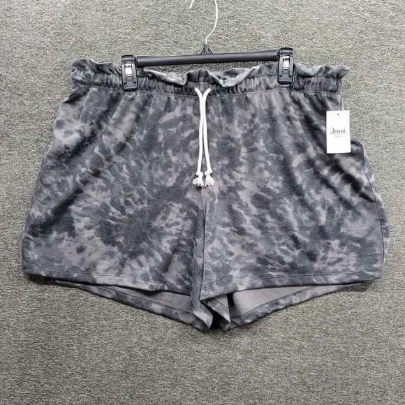 Jenni Pants - Jenni Plus Size Paperbag Shorts Gray Swirl Tiedy Women's 1X NWT